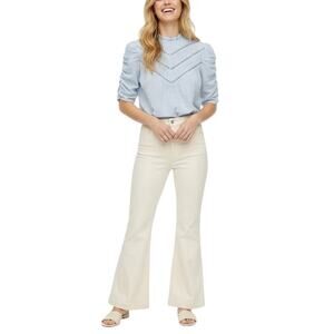 Veronica Beard Carson Ankle Flare Jeans High Rise Cream Denim Womens 30 Summer